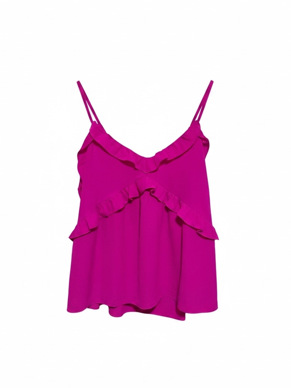 Charming Charlie Ruffle Cami Blouse Magenta Flowy Tank Women’s Large
